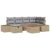 vidaXL Tuinbankenset met kussen met opslag 7 pcs Beige Poly riet