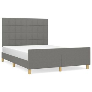 vidaXL Bedframe zonder matras stof donkergrijs 140x190 cm