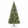 vidaXL Kunstkerstboom met verlichting en dennenappels 210 cm