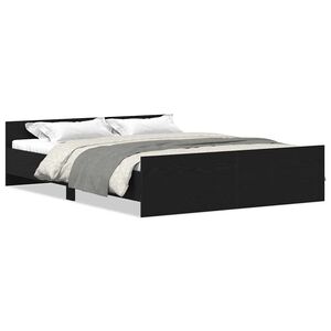 vidaXL Bedframe zonder matras 150x200 cm bewerkt hout zwart eikenkleur