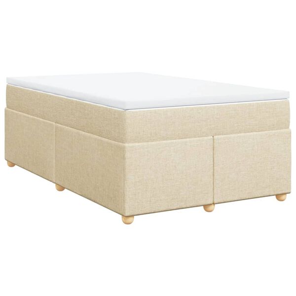 vidaXL Boxspring met matras stof crèmekleurig 120x200 cm