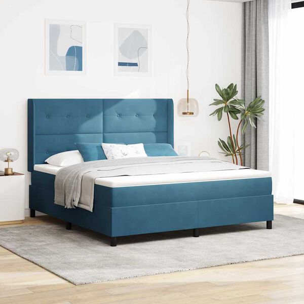 vidaXL Boxspring bed met hoofdeinde Blauw 180 x 200 cm Fluweel