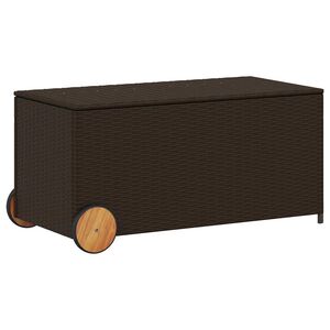 vidaXL Tuinbox met wielen 190 L poly rattan bruin