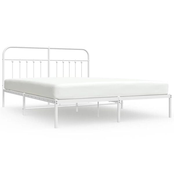 vidaXL Bedframe met hoofdbord metaal wit 183x213 cm