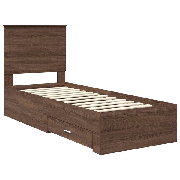 vidaXL Bedframe Bruin Eiken en Zilver 70 x 190 cm Bewerkt hout