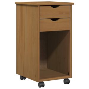 vidaXL Rolling Kast 34 x 39 x 65,5 cm Massief grenenhout HoningBruin