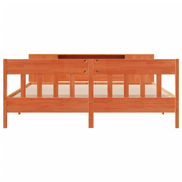 vidaXL Bed met boekenkast zonder matras grenenhout wasbruin 200x200 cm