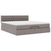 vidaXL Bed poef met matras en LED's 180x200 cm stof taupe
