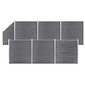 vidaXL Schuttingset 6 vierkant en 1 schuin 1138x186 cm HKC grijs