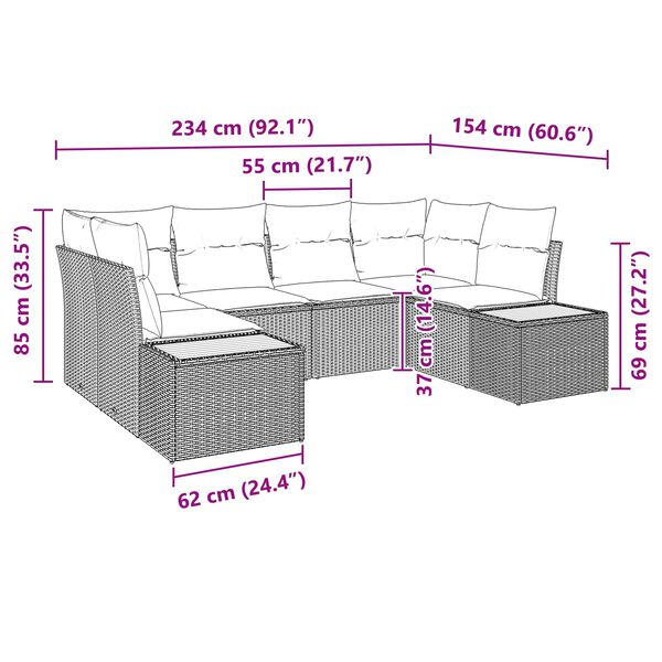 vidaXL Tuinbankenset met kussen met opslag 6 pcs Zwart Polyrattan