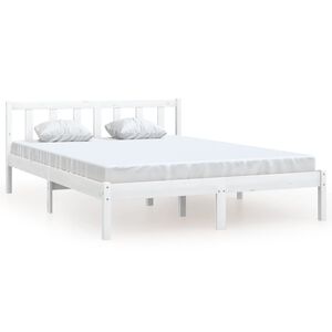 vidaXL Bedframe massief grenenhout wit 150x200 cm