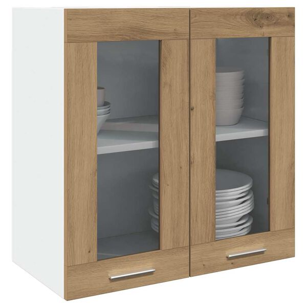 vidaXL Keukenwandkast Lyon met glazen deur 60x31x60 cm artisanaal eiken