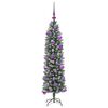 vidaXL Kunstmatige slanke kerstboom met 150 LED Groen en Wit 120 cm