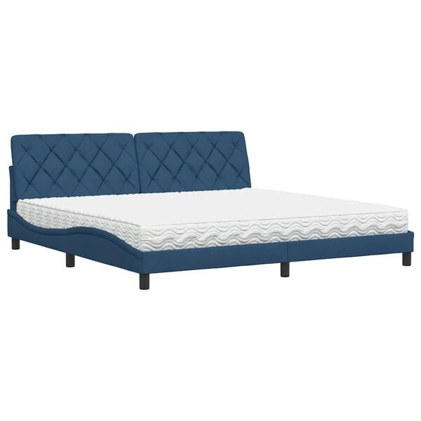 vidaXL Bed met matras stof blauw 200x200 cm