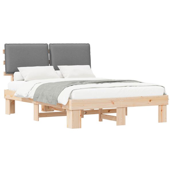 vidaXL Bedframe met Gevoerd Hoofdgedeelte Lichtgrijs 135 x 190 cm