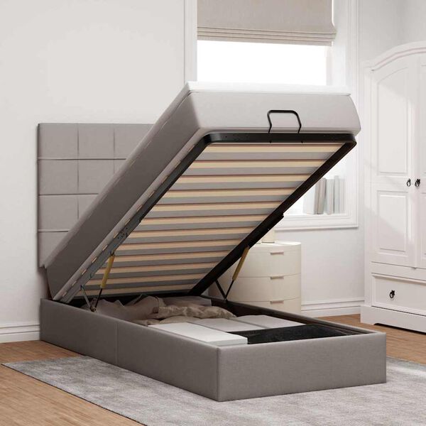 vidaXL Ottoman bed met matras en LED's 90x190cm stof taupe