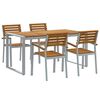 vidaXL Tuin eettafelset 5 st Grijs Massief Acaciahout