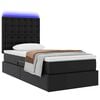vidaXL Opbergbed met LED met matras met LED Zwart 90 x 190 cm Nep Leer