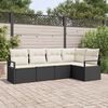 vidaXL Bankstel met kussen 5 pcs Zwart poly rattan