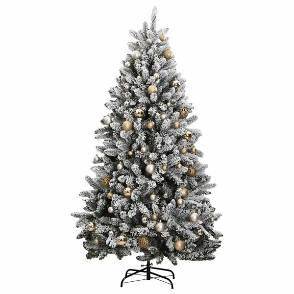 vidaXL Kunstkerstboom met scharnieren 300 LED's en kerstballen 180 cm