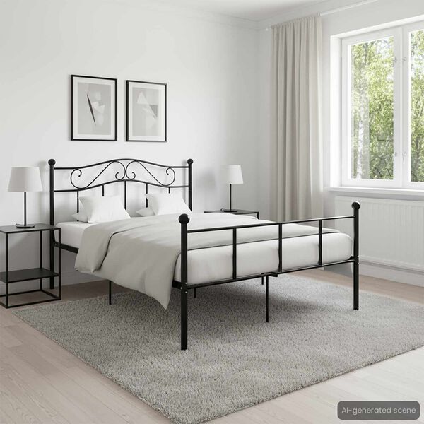 vidaXL Bedframe metaal zwart 160x200 cm