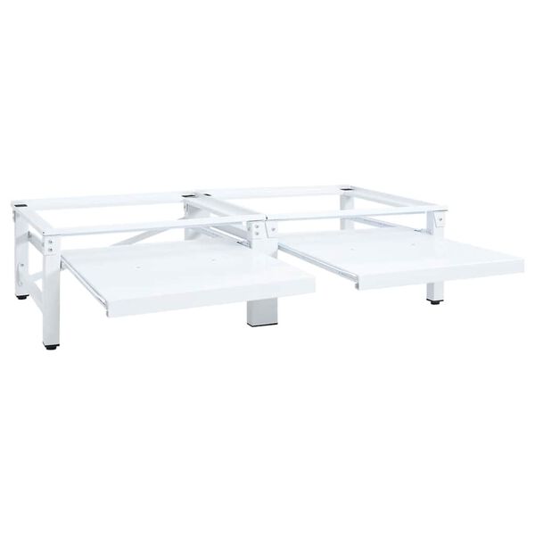 vidaXL Wasmachine- en drogerverhoger met uittrekbare schappen wit