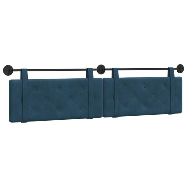 vidaXL Hangend Hoofdeinde Wandgemonteerd Blauw 210 x 55 x 5 cm Fluweel
