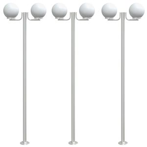 vidaXL Buitenvloerlampen 3 st 215 cm roestvrij staal zilverkleurig
