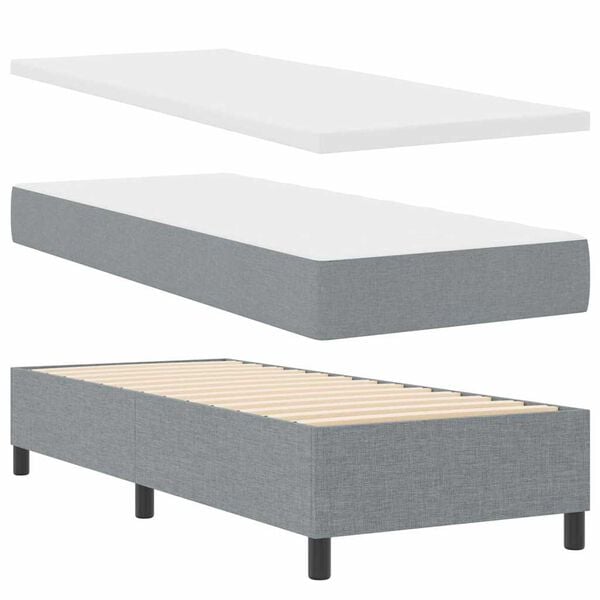 vidaXL Boxspringbed met hoofdeinde Lichtgrijs 80 x 200 cm Stof