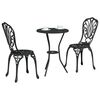 vidaXL Tuin Bistro Set 3 pcs Zwart Aluminium