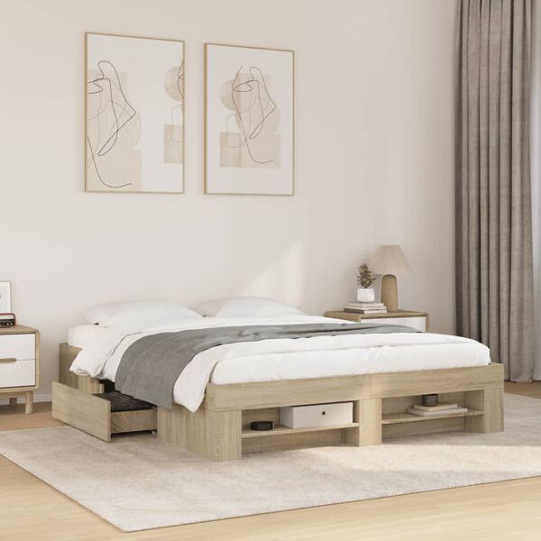vidaXL Bedframe zonder matras hout sonoma eikenkleurig 160x200 cm