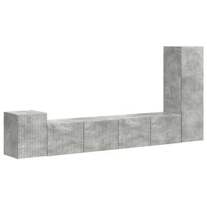 vidaXL Tv-meubelset Wandgemonteerd 3 pcs Beton Grijs Bewerkt hout