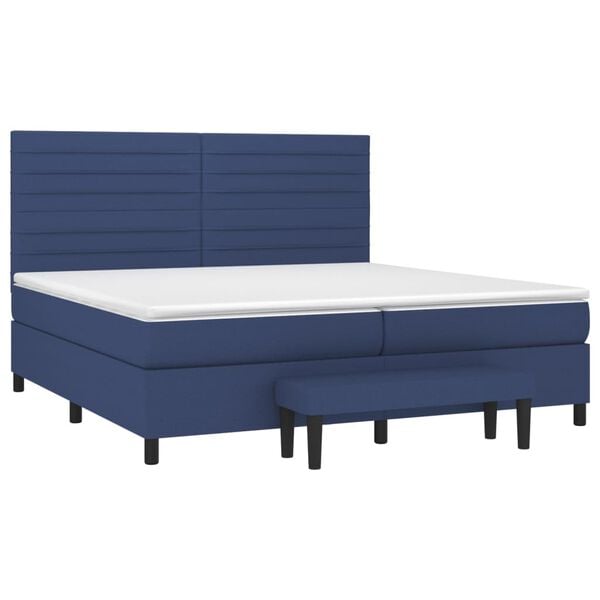 vidaXL Boxspring met matras stof blauw 200x200 cm