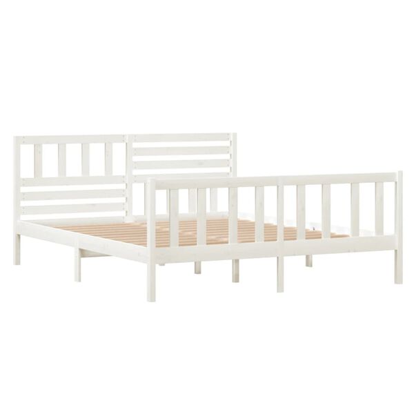 vidaXL Bedframe massief hout wit 140x190 cm