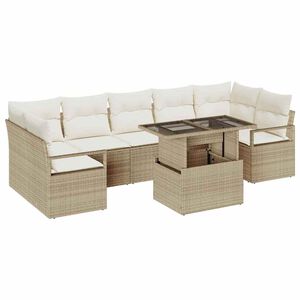 vidaXL Tuin Sofa Set met opslag 8 pcs Beige Poly riet