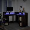 vidaXL Bureau met LED-verlichting 130x130x91 cm hout bruin eikenkleur