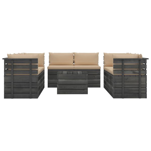 vidaXL 9-delige Loungeset met kussens pallet massief grenenhout