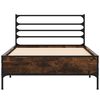 vidaXL Bedframe bewerkt hout en metaal gerookt eikenkleurig 90x190 cm