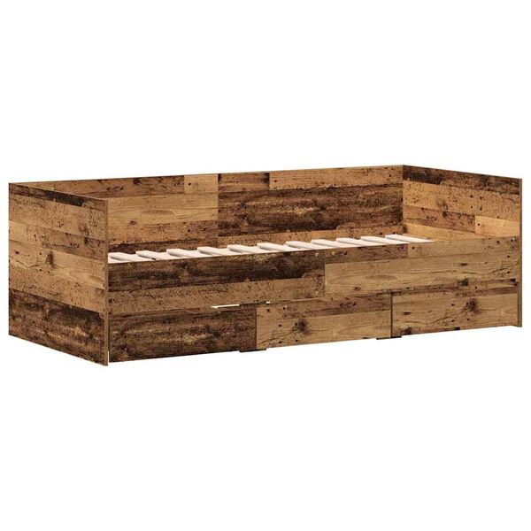 vidaXL Dagbedframe met lades Oud hout 90 x 200 cm Bewerkt hout