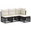 vidaXL Tuinbankenset 4 pcs Zwart poly rattan