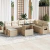 vidaXL 9-delige Loungeset met kussens poly rattan beige