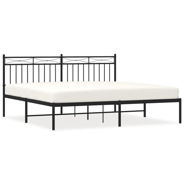 vidaXL Bedframe met hoofdbord metaal zwart 180x200 cm