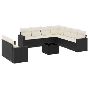 vidaXL 10-delige Loungeset met kussens poly rattan zwart