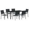 vidaXL Tuin eettafelset 7 st Zwart PE Rattan