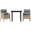 vidaXL 3-delige Tuinset met kussens poly rattan beige