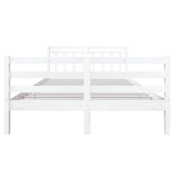 vidaXL Bedframe massief hout wit 140x190 cm