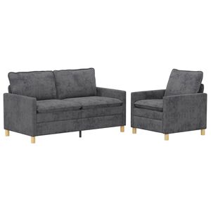 vidaXL Bankstel 2 st Donkergrijs Polyester
