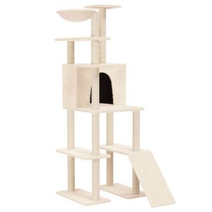 vidaXL Kattenmeubel met sisal krabpalen 166 cm crèmekleurig
