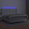 vidaXL Boxspring met matras en LED kunstleer wit 180x200 cm