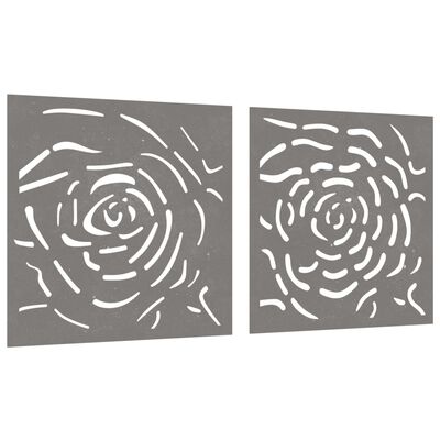 vidaXL Wanddecoratie tuin 2 st rozenontwerp 55x55 cm cortenstaal